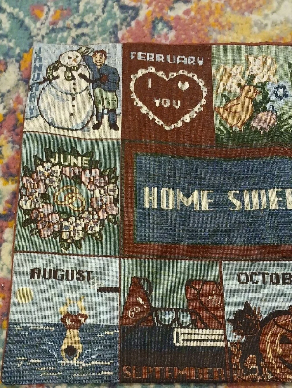Home Sweet Home Seasonal Panel  Mat - Blue and Brown